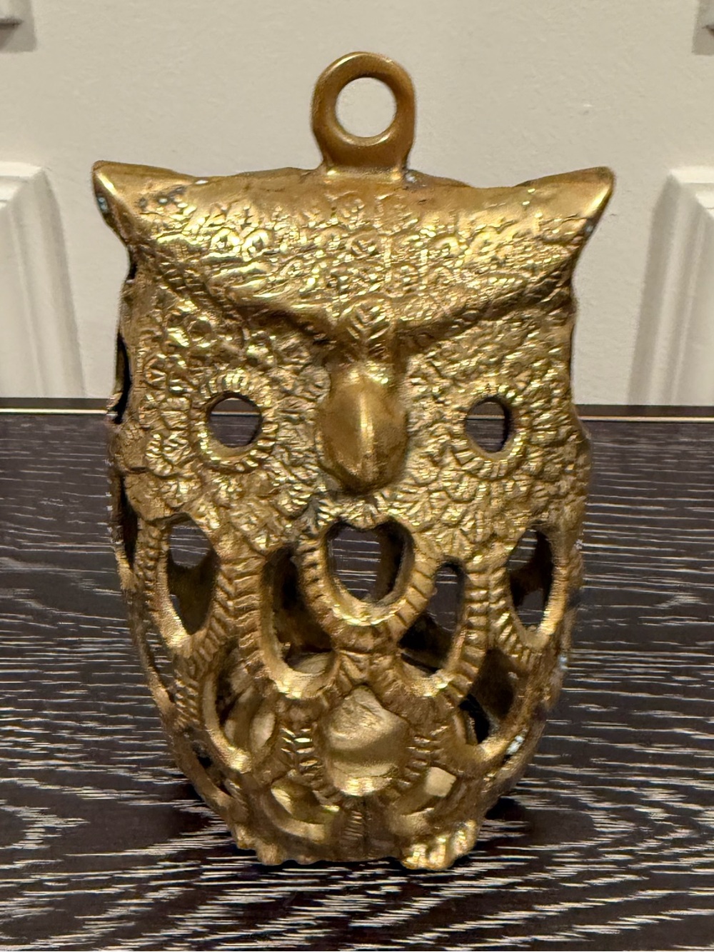 Vintage Brass Owl Candle Holder Hanging Lantern